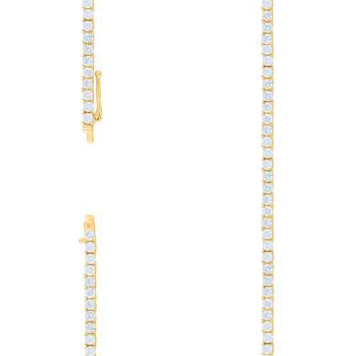 925 Yellow Gold Plated Moissanite 3mm Solitaire 1 Row Tennis Bracelet | 7" to 8"