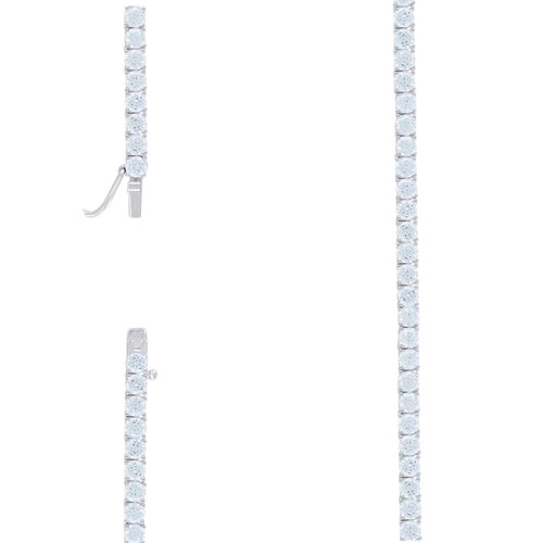 Sterling Silver Moissanite 4mm Round Solitaire 1 Row Tennis Bracelet | 7" to 9"