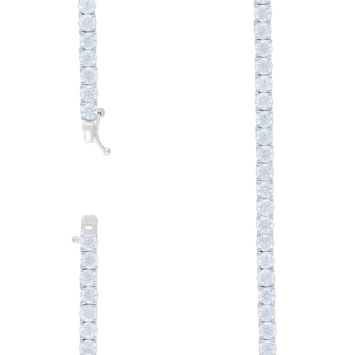 Sterling Silver Moissanite 6mm Round Solitaire 1 Row Tennis Chain | 20" to 24"