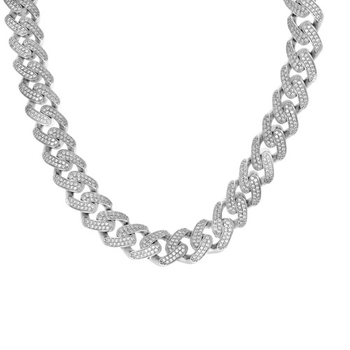 925 Sterling Silver Moissanite 15mm Custom 2 Row Miami Cuban Chain | 22" to 26"