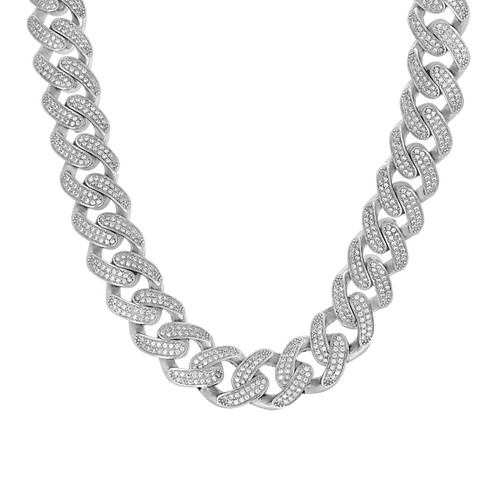 925 Sterling Silver Moissanite 17mm Custom 2 Row Miami Cuban Chain | 22" to 30"