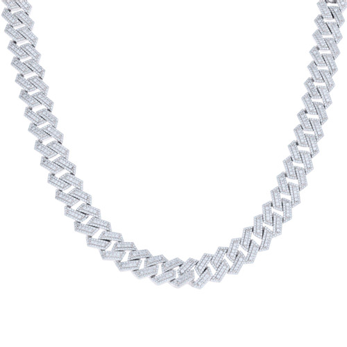 925 Sterling Silver Moissanite Custom 12mm Square Miami Cuban 22" Chain 22.80 CT