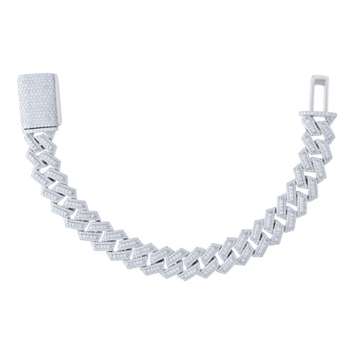 Sterling Silver Moissanite Custom 14mm Square Miami Cuban 8.5" Bracelet 18 CT