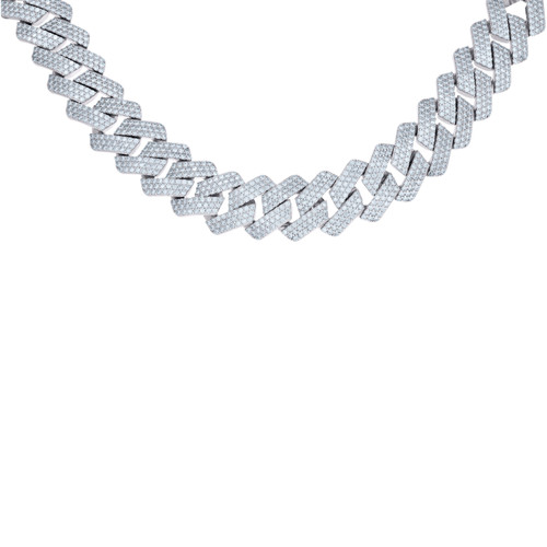 925 Sterling Silver Moissanite Custom 22mm Square Miami Cuban 22" Chain 71.52 CT