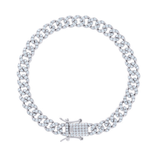 925 Sterling Silver Moissanite Custom 6mm Round Miami Cuban 7" Bracelet 2.70 CT