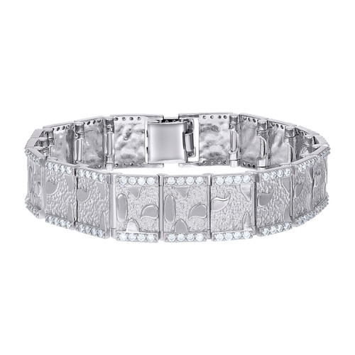 925 Sterling Silver Moissanite Custom 16mm Square Nugget 8.5" Bracelet 5.13 CT