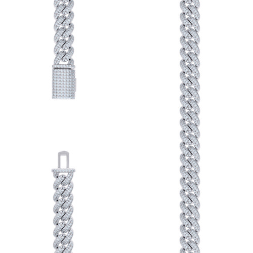 925 Sterling Silver Moissanite Custom 10mm Puff Miami Cuban 22" Chain 16.68 CT