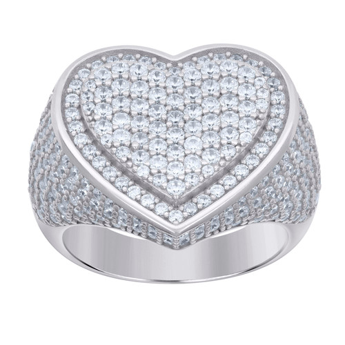 925 Sterling Silver Moissanite 3D Heart Halo Cocktail Ring 2.69 CT | Size 9 - 10