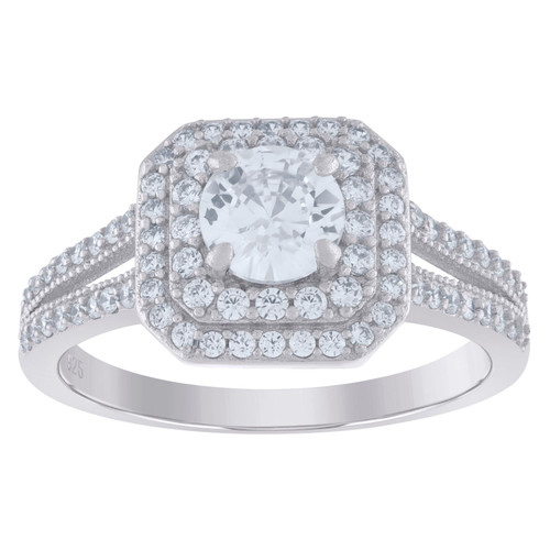 Sterling Silver Moissanite Solitaire Octagon Engagement Ring 1.22 CT | Sz 6 to 9