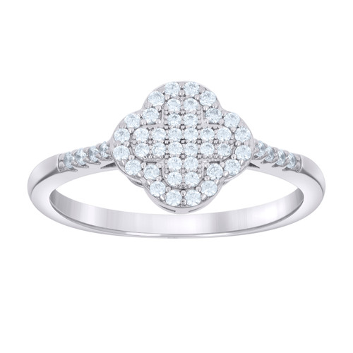 925 Sterling Silver Moissanite Good Luck 4 Leaf Clover Ring 2/5 CT | Size 6 - 10