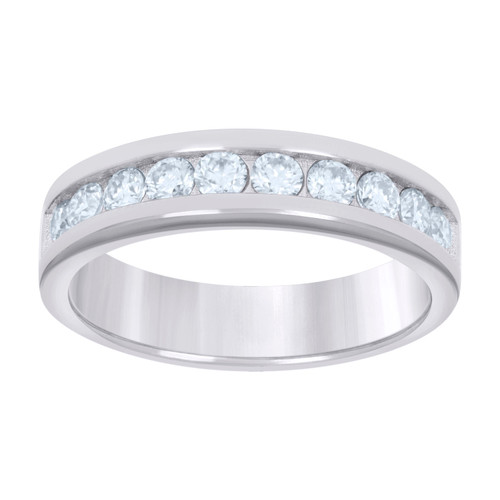 Sterling Silver Moissanite 4.5mm Channel Set Wedding Band 3/4 CT | Sizes 6 to 9