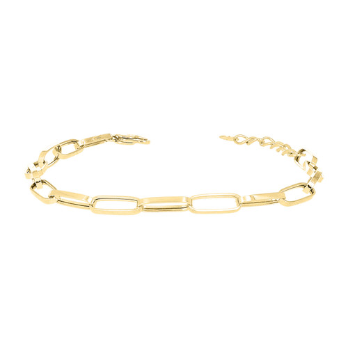 10K Yellow Gold Unisex Lobster Clasp 4.5mm Rectangle Paperclip Link 8" Bracelet