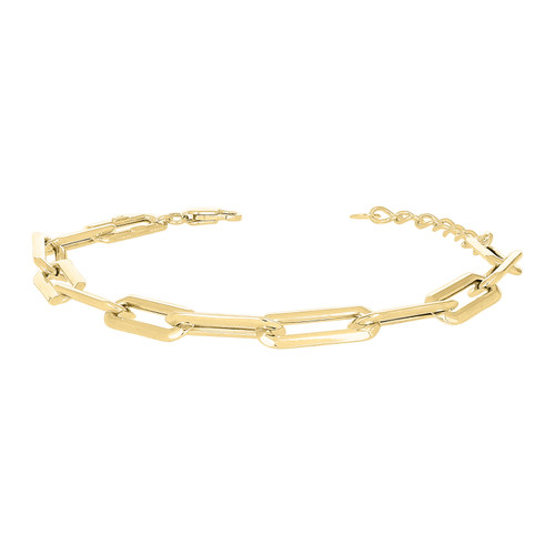 10K Yellow Gold Unisex 6.5mm Knife Edge Rectangle Paperclip Link 8" Bracelet