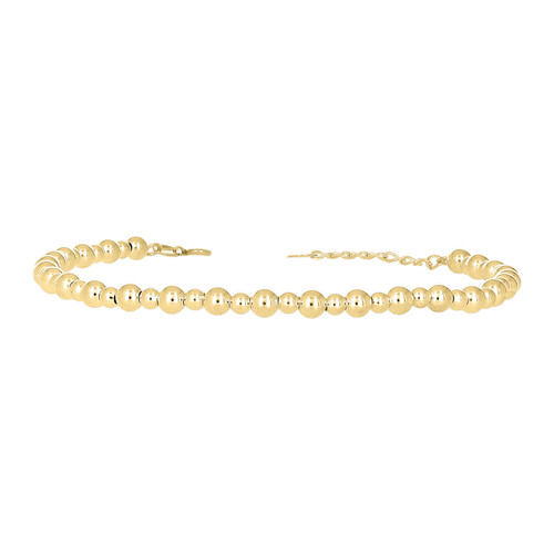 10K Yellow Gold Women's Spring Clasp Alternating 4mm Bead Ball Link 8" Bracelet