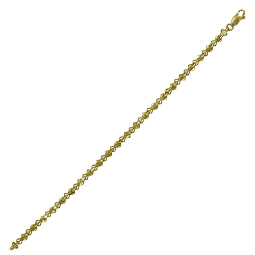 Genuine 10K Yellow Gold Women's Textured  4mm Unique Kite Link 7" Bracelet