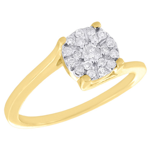 10K Yellow Gold Round Diamond Promise Anniversary Engagement Bypass Ring 0.50 Ct