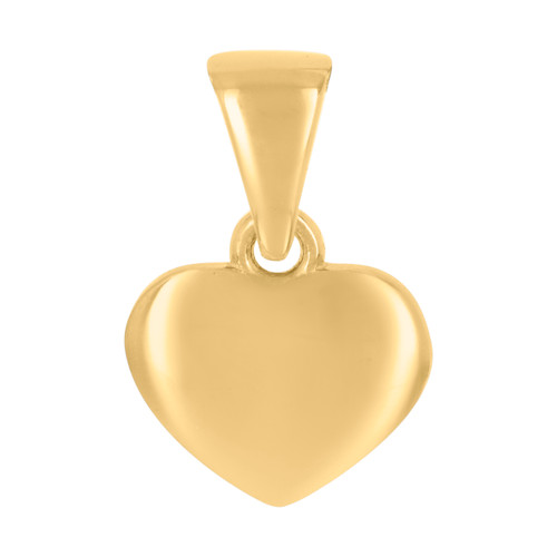 10K Yellow Gold Women's 0.55" High Polished Love Charm Plain Domed Heart Pendant