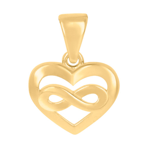 10K Yellow Gold Women's 0.65" Polished Charm Infinity in Heart Frame Pendant