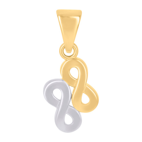 10K Two Tone Gold Women's 3/4" Love Charm Stacked Double Infinity Symbol Pendant