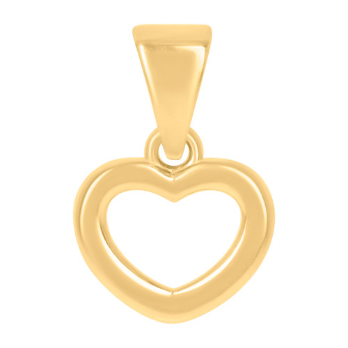10K Yellow Gold Womens Polished 0.60" Love Charm Bubble Small Open Heart Pendant