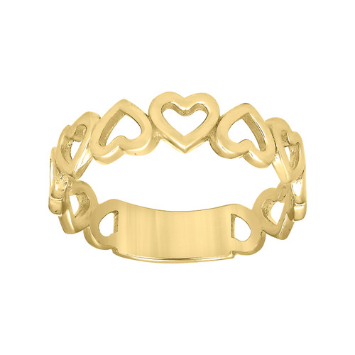 10K Yellow Gold Women's Polished 5mm 3/4 Eternity Band Intertwined Heart Ring