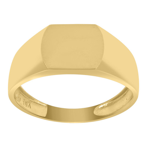 10K Yellow Gold Men's Polished 8.5mm Engraveable Top Rounded Square Signet Ring