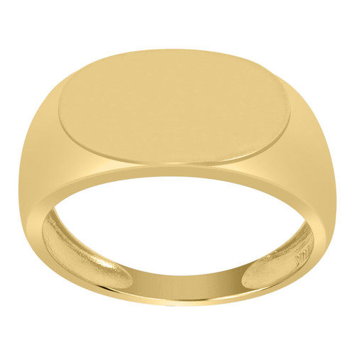 10K Yellow Gold Men's Polished 10.5mm Engraveable Top Oblong Oval Signet Ring