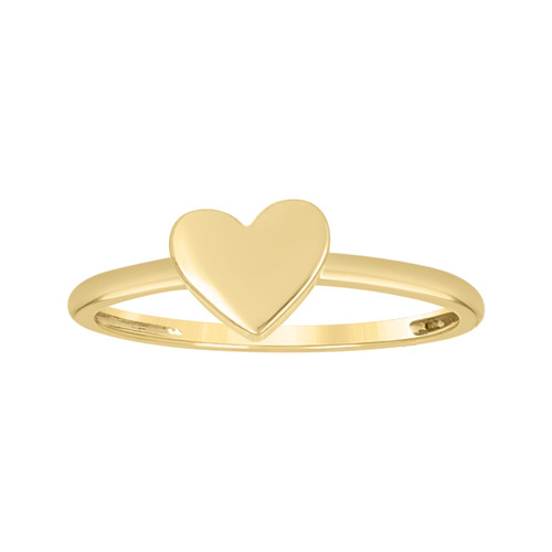 10K Yellow Gold Women's Polished 6mm Stackable Band Flat Engraveable Heart Ring