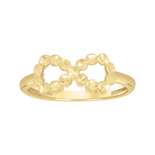 10K Yellow Gold Women's Diamond Cut 6.5mm Stackable Band Faceted Infinity Ring