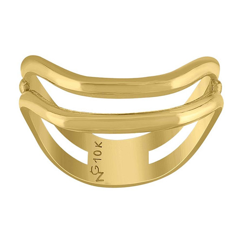 10K Yellow Gold Women's High Polished 5mm Double Curved Band 2 Row Wave Ring