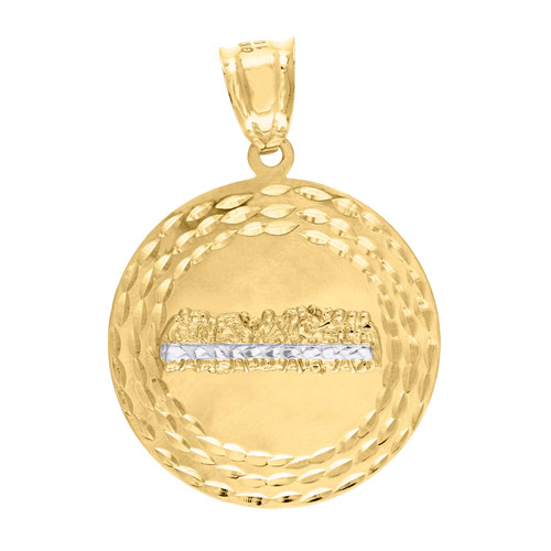10K Two Tone Gold Men's 1.50" D/C Medallion Triple Border Last Supper Pendant