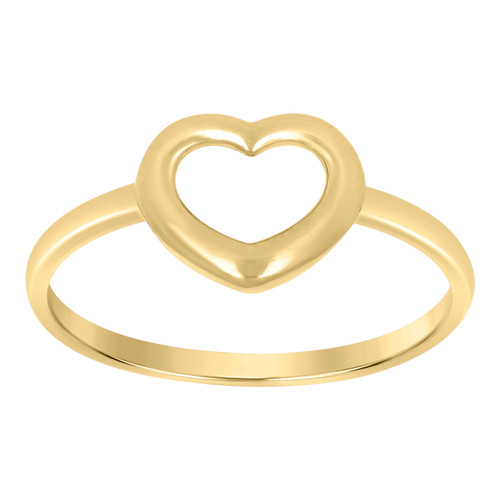 10K Yellow Gold Women's High Polished 8.5mm Love Band Open Bubble Heart Ring