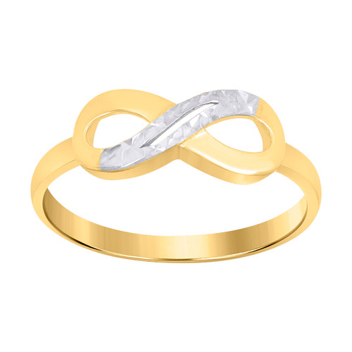 10K Two Tone Gold Women's Diamond Cut 6.5mm Love Symbol Band Infinity Ring