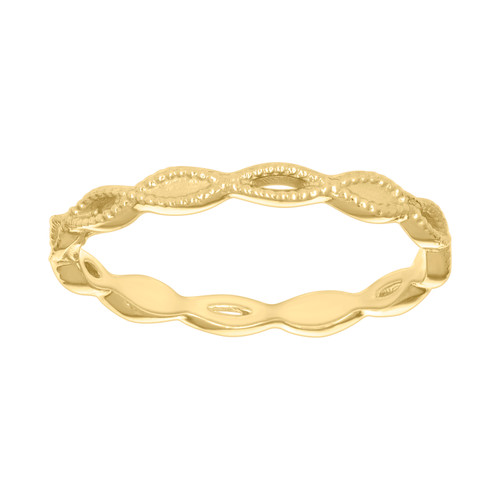 10K Yellow Gold Women's Polished 2mm Beaded Edge Eternity Band Infinity Ring
