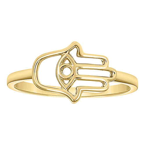 10K Yellow Gold Women's 9.5mm Polished Religious Symbol Band Hamsa Hand Ring