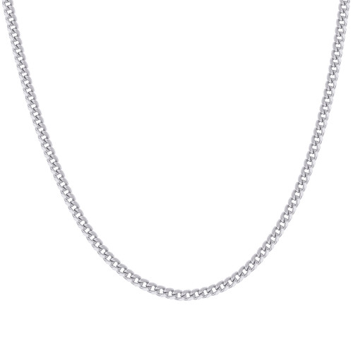 925 Sterling Silver Rhodium Plated 4mm Hollow Miami Cuban Chain | 16" to 26"
