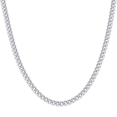 925 Sterling Silver Rhodium Plated 5mm Hollow Miami Cuban Chain | 18" to 26"