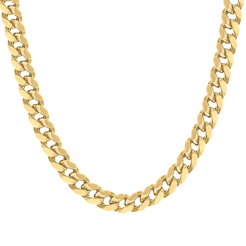 Sterling Silver Yellow Gold Plated 11mm Hollow Miami Cuban Chain | 20" to 24"