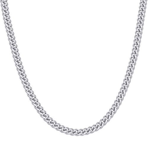 925 Sterling Silver Rhodium Plated 6.5mm Solid Miami Cuban Chain | 18" to 26"