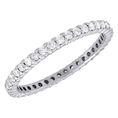 14k White Gold Diamond Eternity Wedding Engagement Band Ring Prong Set 0.50 Ct.