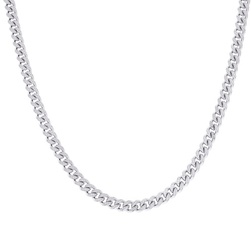 Sterling Silver Rhodiumed D/C 6.5mm Solid Miami Cuban Pyramid Chain | 16" to 26"