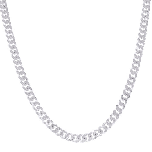 Sterling Silver Rhodiumed D/C 7mm Solid Miami Cuban Pyramid Chain | 18" to 26"