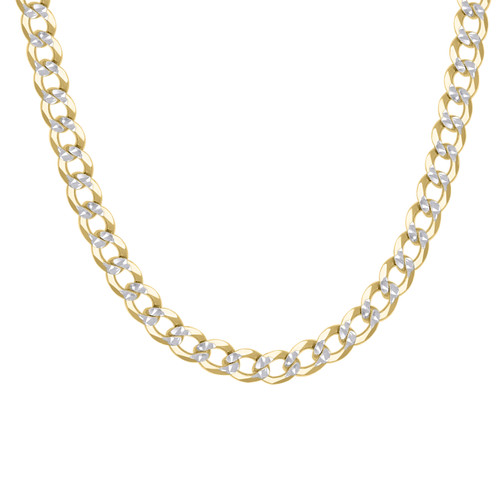 Sterling Silver Two-Tone Gold Plated D/C 5mm Super Flat Curb  Chain | 16" to 26"