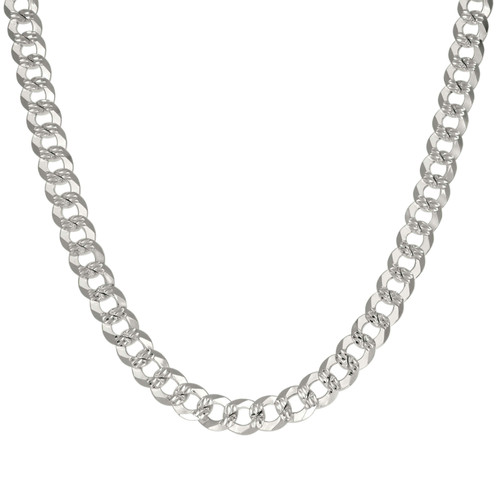 925 Sterling Silver Diamond Cut 7.5mm Solid Super Flat Curb  Chain | 20" to 26"