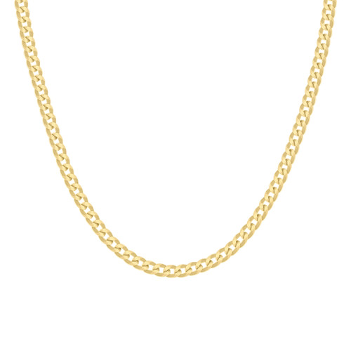 925 Sterling Silver Yellow Gold Plated 3mm Super Flat Curb  Chain | 16" to 24"
