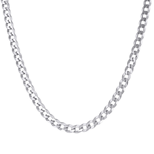 Sterling Silver Rhodium Finish 4.5mm Solid Super Flat Curb  Chain | 16" to 26"