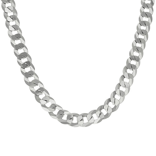 925 Sterling Silver Unisex Plain 10.5mm Solid Super Flat Curb  Chain 18" to 28"
