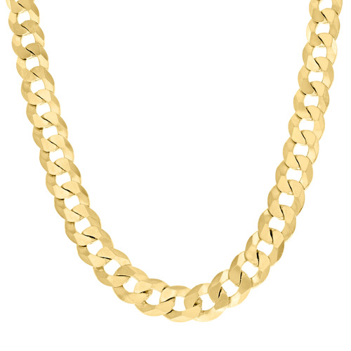 925 Sterling Silver Yellow Gold Plated 10.5mm Super Flat Curb  Chain 20" to 28"