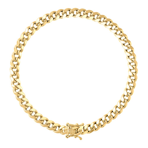 Sterling Silver Yellow Gold Plated 5mm Hollow Miami Cuban Bracelet | 8" to 9"
