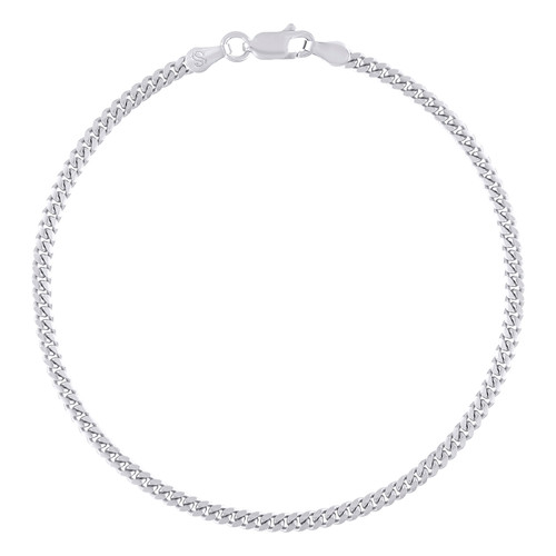 925 Sterling Silver Rhodium Plated 2.6mm Solid Miami Cuban Bracelet | 7" to 9"